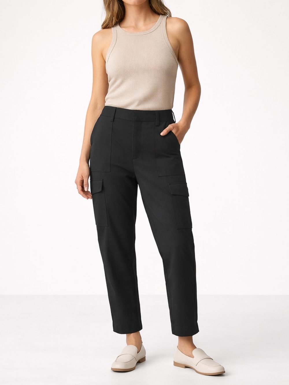 Banana Republic Black Cargo Pants Straight Leg Womens Size 10